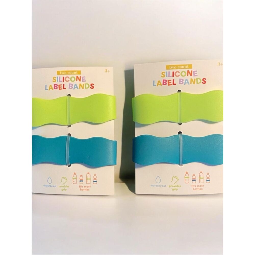 Silicone Label Bands - Lime Green & Teal Blue (2-Pack)